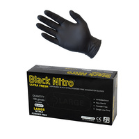 Premium Black Heavy Duty Nitrile Glove Powder Free Box of 100 - Extra Large