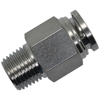 23-003-0406 1/4 Tube x 3/8 BSPT Stainless Steel Push-In Male Connector