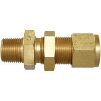 29-B031M-0404 #31MB 1/4x1/4 BSPT Brass Male Bulkhead Connector (54DSCBR.4-4) - Twin Ferrule Bi-Lok® Fitting