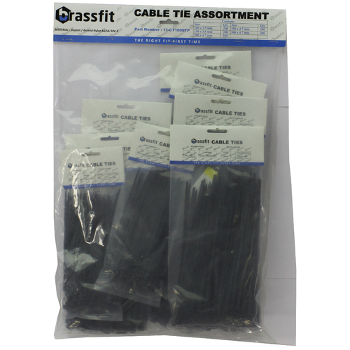 11-CT1000TP Cable Tie Assortment 100 - 300mm (1000 Ties)