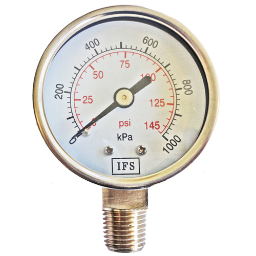 27-05B4-160SC Pressure Gauge 50mm 16000 KPA 1/4 BSPT Bottom Entry Dry Stainless Steel Safety Case