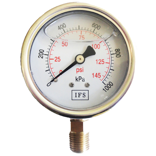 27-VL06B4-001 Vacuum Gauge 63mm -100 KPA 1/4 BSPT Bottom Entry Liquid Filled (25-1385)