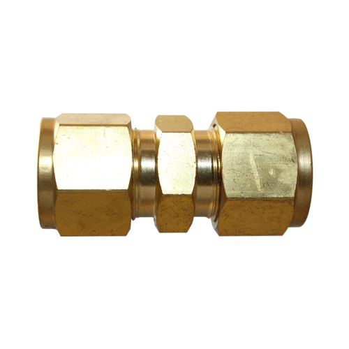 29-B004-10 #4B 5/8 Brass Tube Union (54DUAB10) - Twin Ferrule Bi-Lok® Fitting