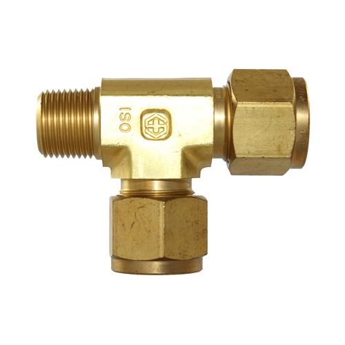 29-B013-0402 #13B 1/4x1/8 BSPT Brass Male Run Tee - Twin Ferrule Bi-Lok® Fitting