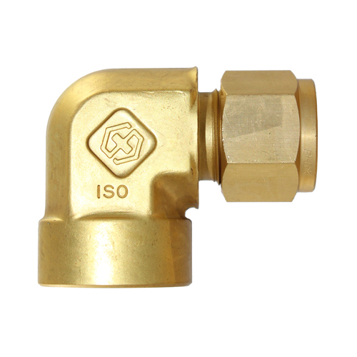 29-B015-0202 #15B 1/8x1/8 BSPT Brass Female Elbow Connector (54DLFBR.2-2) - Twin Ferrule Bi-Lok® Fitting