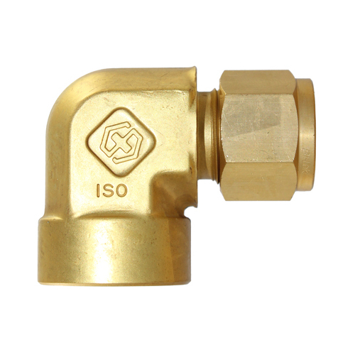 29-B015-0402 #15B 1/4x1/8 BSPT Brass Female Elbow Connector (54DLFBR.4-2) - Twin Ferrule Bi-Lok® Fitting