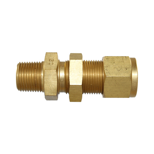 29-B031M-0604 #31MB 3/8x1/4 BSPT Brass Male Bulkhead Connector (54DSCBR.6-4) - Twin Ferrule Bi-Lok® Fitting