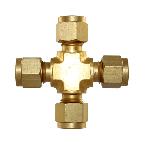 29-B068-02 #68B 1/8 Brass Union Cross - Twin Ferrule Bi-Lok® Fitting