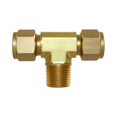 29-B212-0202 #12B 1/8x1/8 NPT Brass Male Branch Tee - Twin Ferrule Bi-Lok® Fitting