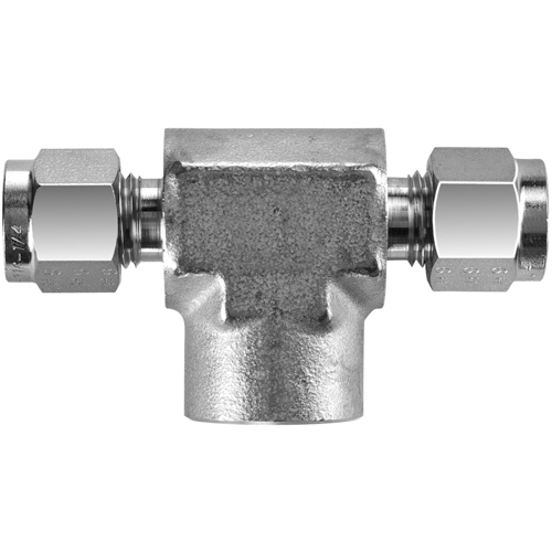 29-S212F-0404 #12FSS 1/4x1/4 NPT 316SS Female Branch Tee - Twin Ferrule Superlok® Fitting