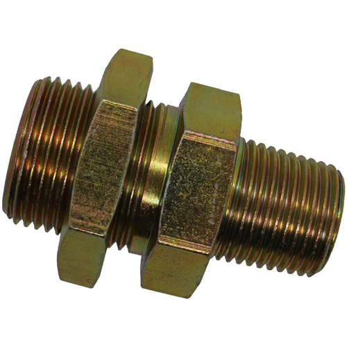 33-A381L 1/2 NPT X 3/4 BSPP Bulkhead.  Tapped 1/2 NPSF Inside 3/4 End