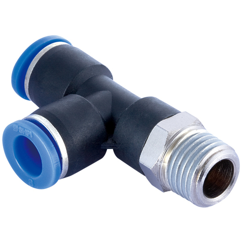 20-M013-04M05 QFM13 4mm Tube x M5 Push-In Male Run Tee